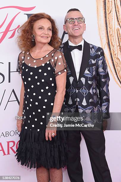 President and CEO Steven Kolb and designer Diane von Furstenberg attend the 2016 CFDA Fashion Awards at the Hammerstein Ballroom on June 6, 2016 in...