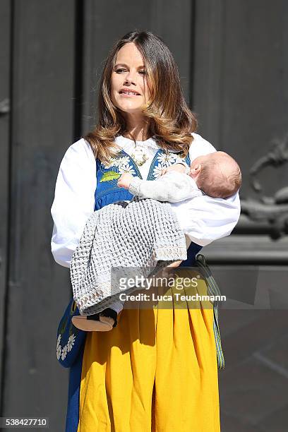 Princess Sofia of Sweden and son Prince Alexander of Sweden attend the National Day Celebrations on June 6, 2016 in Stockholm, Sweden.