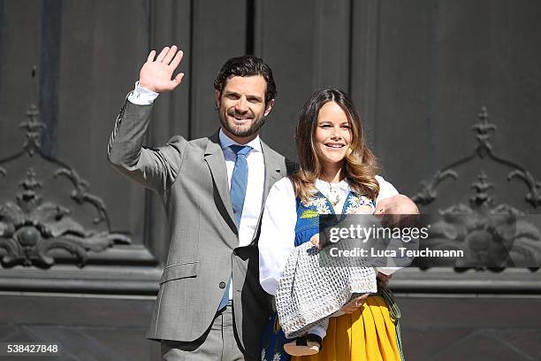 Prince Carl Philip of Sweden, Princess Sofia of Sweden and son Prince Alexander of Sweden attend the National Day Celebrations on June 6, 2016 in...