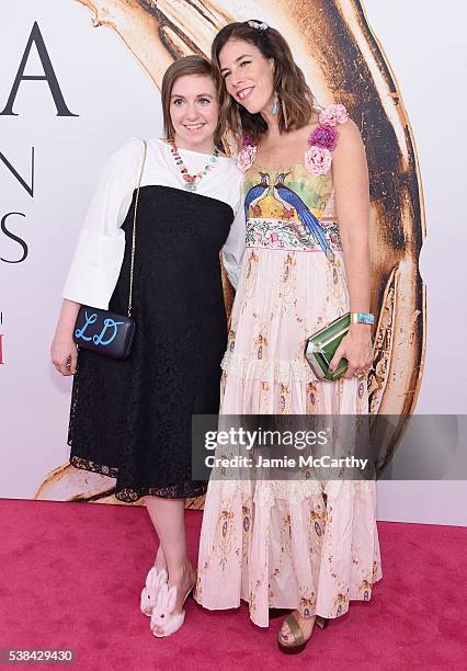 Lena Dunham and jewelry designer Irene Neuwirth attend the 2016 CFDA Fashion Awards at the Hammerstein Ballroom on June 6, 2016 in New York City.