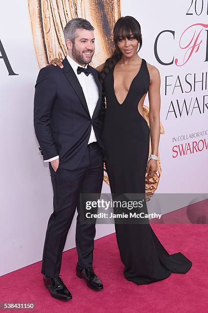 Fashion designer Brandon Maxwell and model Naomi Campbell attendthe 2016 CFDA Fashion Awards at the Hammerstein Ballroom on June 6, 2016 in New York...