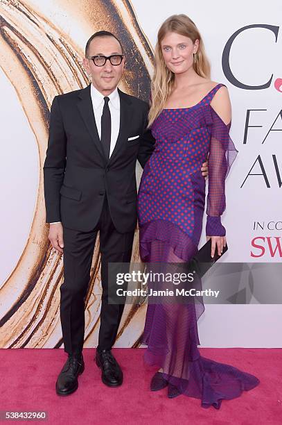 Gilles Mendel and Constance Jablonski attend the 2016 CFDA Fashion Awards at the Hammerstein Ballroom on June 6, 2016 in New York City.