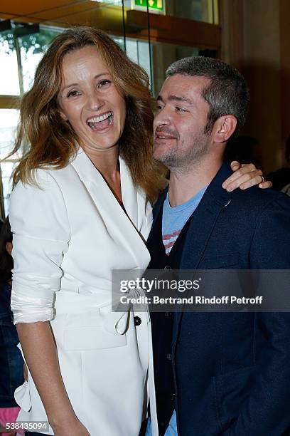 Singer Gregoire and his wife Eleonore de Galard attend the Concert of Patrick Bruel at Theatre Du Chatelet on June 6, 2016 in Paris, France.