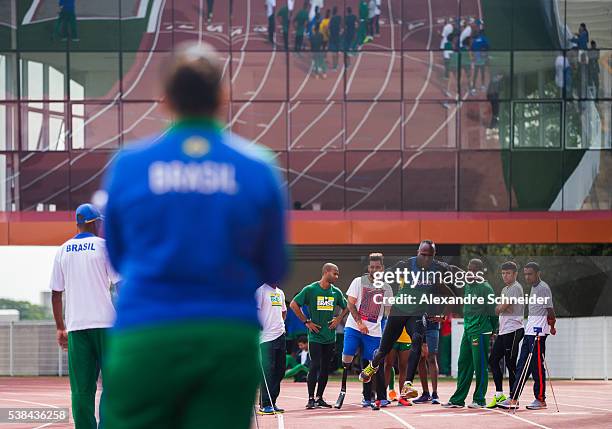 Alan Oliveira of Paralympic Brazilian Team during the training session during the inauguration of Brazilian Paralympic Training Center on June 6,...