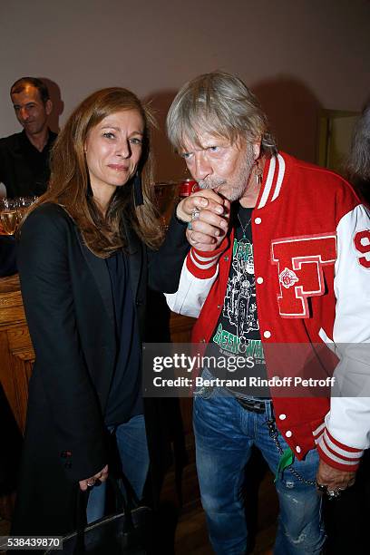 Wife of the French Prime Minister Manuel Valls, violonist Anne Gravoin and singer Renaud Sechan attend the Concert of Patrick Bruel at Theatre Du...