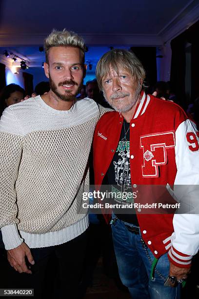 Singers Matt Pokora alias M. Pokora and Renaud Sechan attend the Concert of Patrick Bruel at Theatre Du Chatelet on June 6, 2016 in Paris, France.