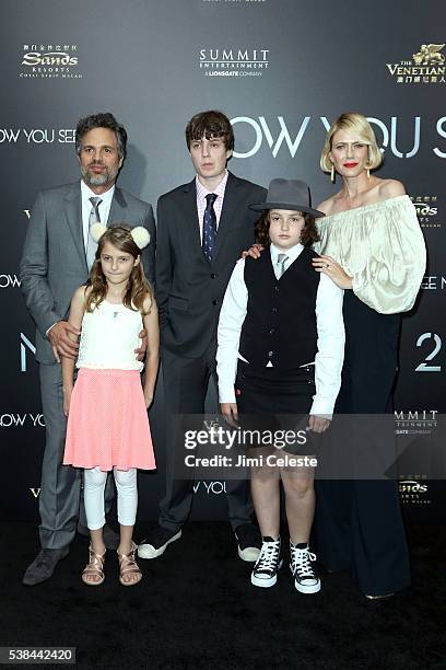 Sunrise Coigney and children Odette Ruffalo, Keen Ruffalo and Bella Ruffalo attend Summit Entertainment presents the world premiere of "Now You See...