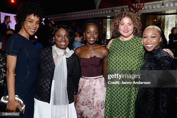 Sophie Okonedo, LaTanya Richardson, Lupita Nyong'o, Liesl Tommy and Cynthia Erivo attend the Tony Honors Cocktail Party presenting the 2016 Tony...