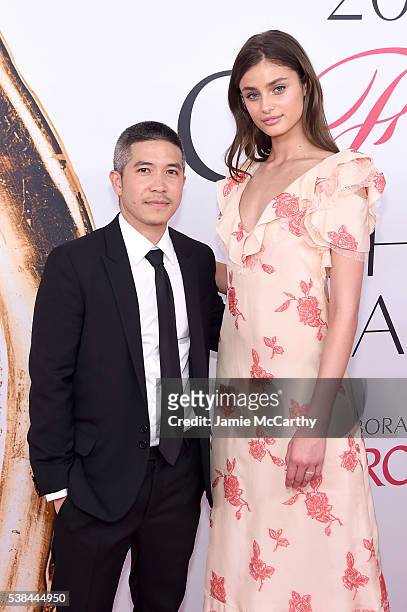 Thakoon Panichgul and Taylor Hill attend the 2016 CFDA Fashion Awards at the Hammerstein Ballroom on June 6, 2016 in New York City.