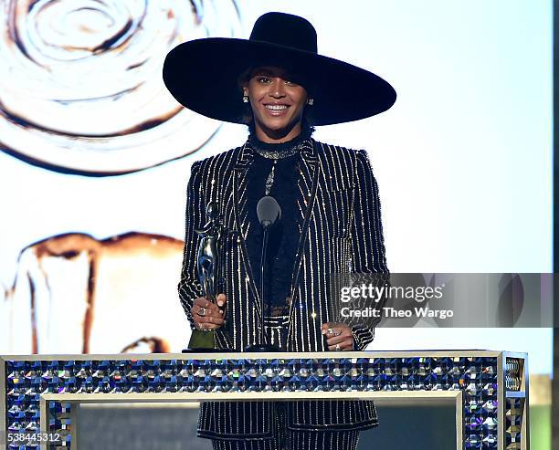 Beyonce accepts The CDFA Fashion Icon Award onstage at the 2016 CFDA Fashion Awards at the Hammerstein Ballroom on June 6, 2016 in New York City.