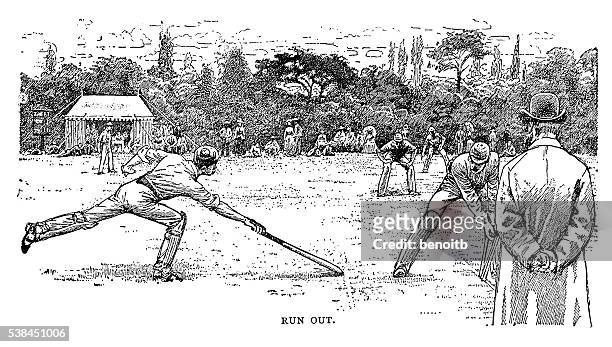 laufen out - cricket player white background stock-grafiken, -clipart, -cartoons und -symbole