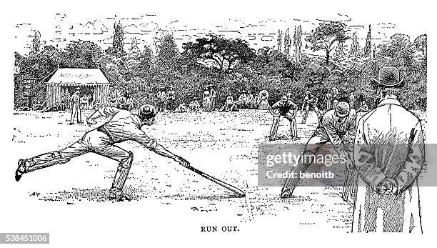 run out - cricket ball stock illustrations