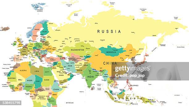 eurasia karte-illustration - hauptstadt stock-grafiken, -clipart, -cartoons und -symbole
