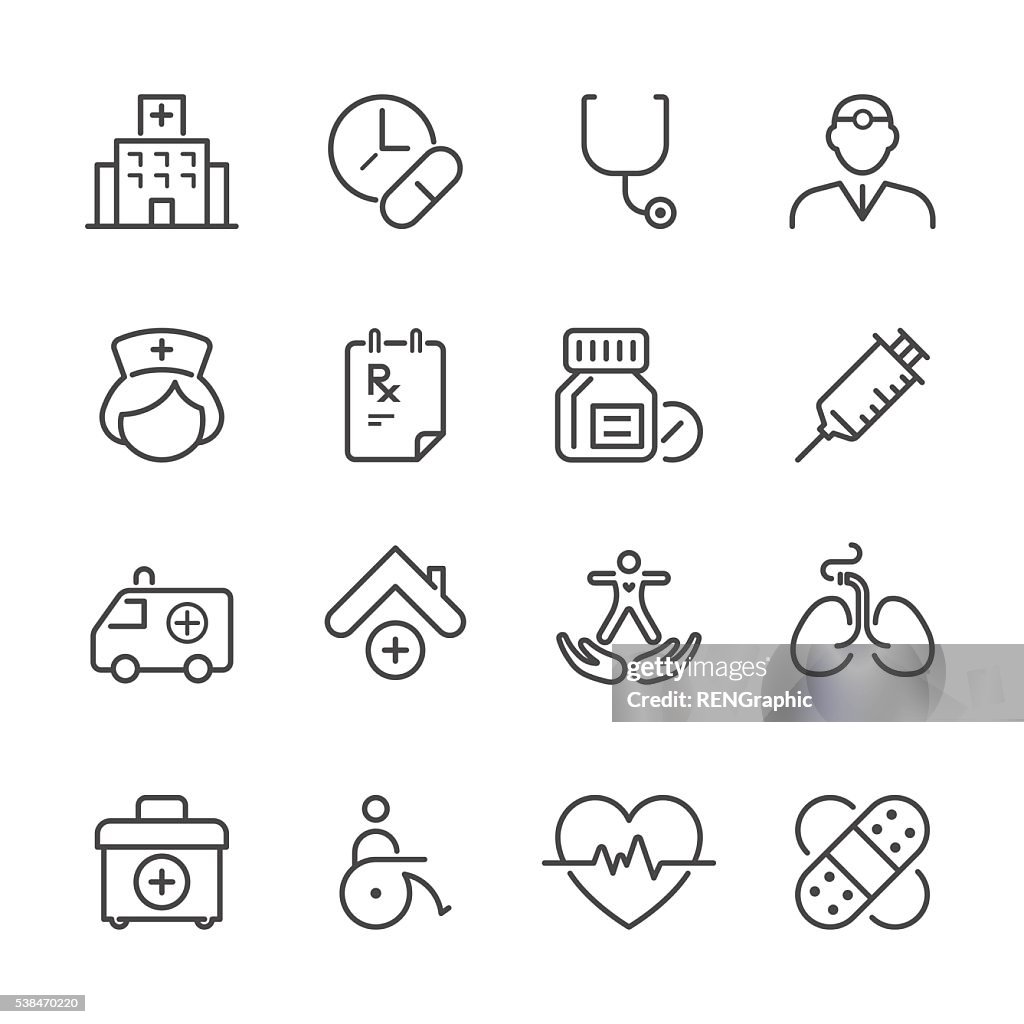 Flat Line icons - Medical Series