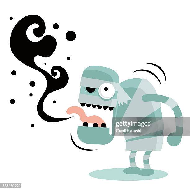 zombie (monster, devil, ghost) burping, bad breath - spooky smoke stock illustrations