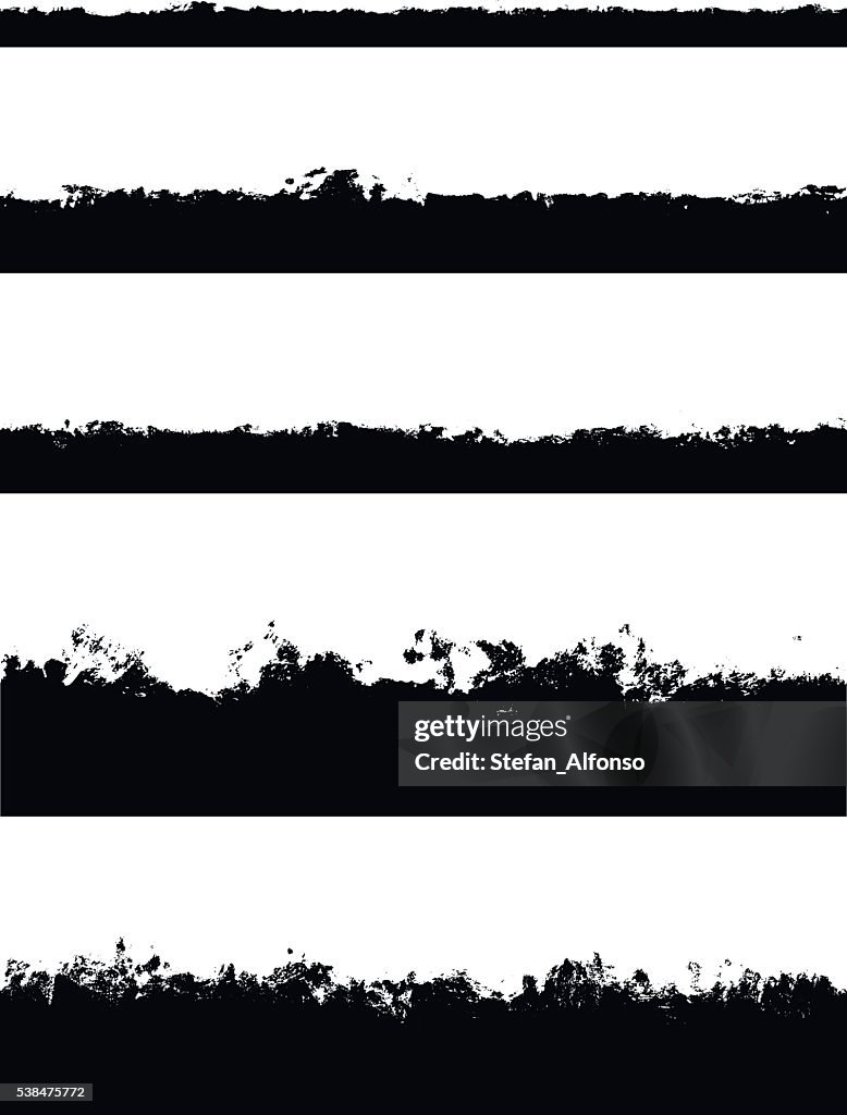 Five seamless borders isolated on white