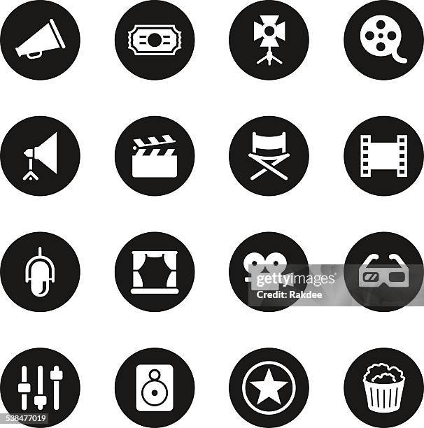 film industry icons - black circle series - directors chair stock illustrations