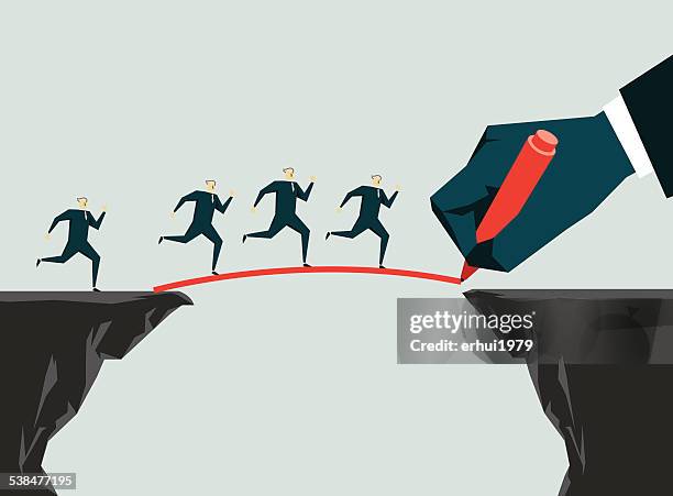 stockillustraties, clipart, cartoons en iconen met assistance - bridge building