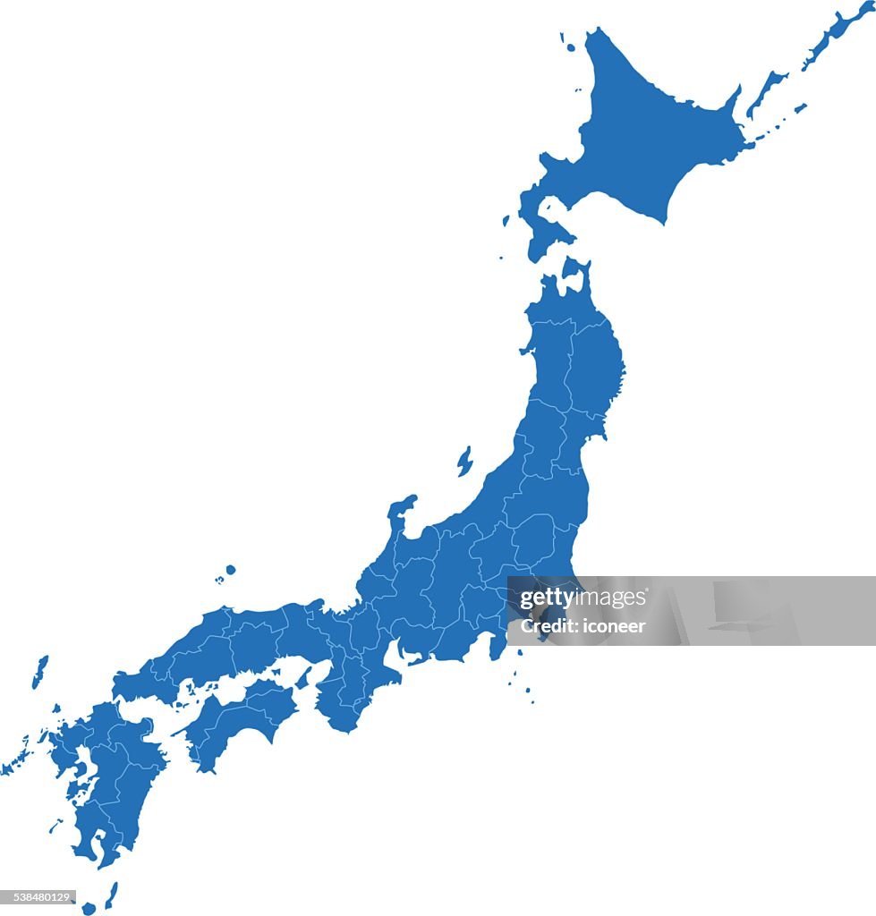 Japan simple blue map on white background