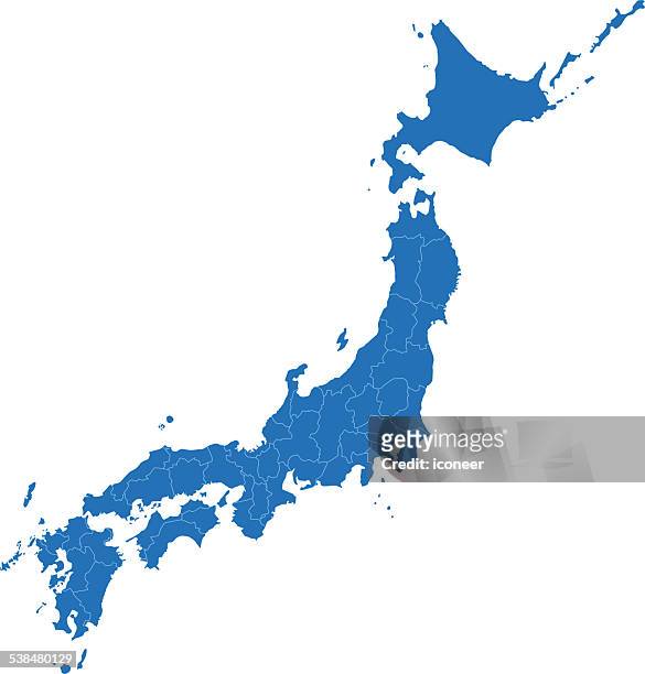 japan simple blue map on white background - japan stock illustrations