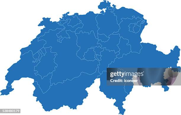 switzerland simple blue map on white background - switzerland map stock illustrations