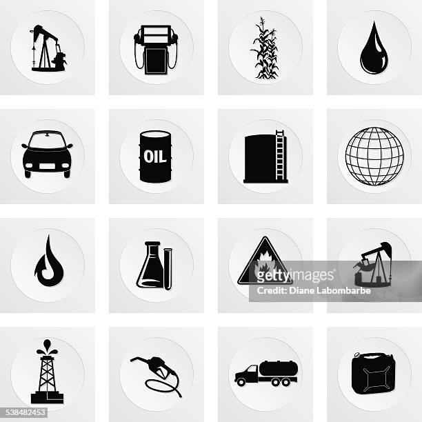 ilustrações de stock, clip art, desenhos animados e ícones de combustível conjunto de ícones da indústria de óleo - recycling rig