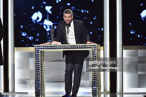 Brandon Maxwell accepts the Swarovski Womenswear award onstage at the 2016 CFDA Fashion Awards at the Hammerstein Ballroom on June 6, 2016 in New...