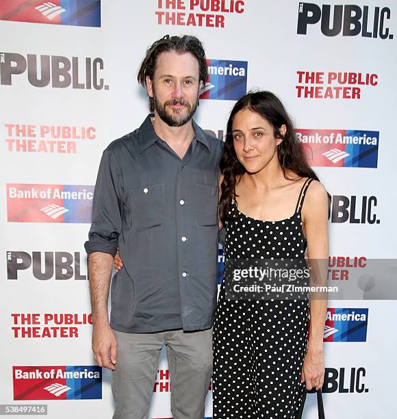 Josh Hamilton and Lily Thorne attend the 2016 Public Theater Gala at Delacorte Theater on June 6, 2016 in New York City.