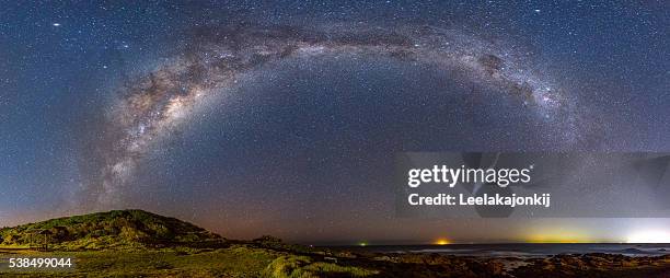 beautiful milky way from port stephens - australia v oman stock pictures, royalty-free photos & images