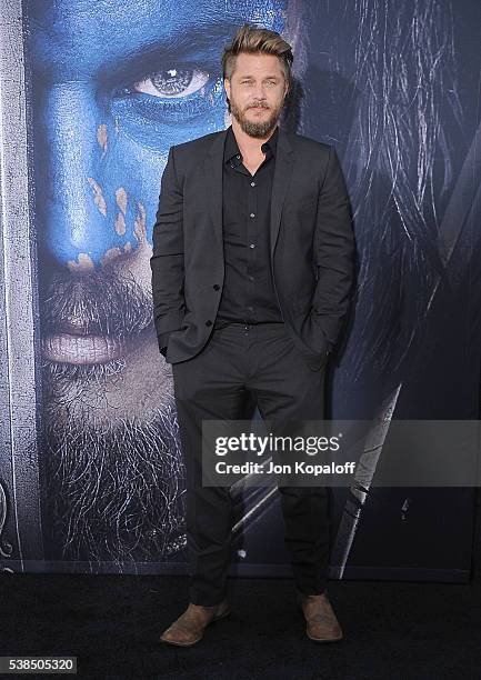 Actor Travis Fimmel arrives at the Los Angeles Premiere "Warcraft" at TCL Chinese Theatre IMAX on June 6, 2016 in Hollywood, California.