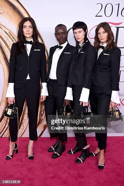 Janice Alida, Gracec Bol, Sarah Abney, and Drake Burnette attend the 2016 CFDA Fashion Awards at the Hammerstein Ballroom on June 6, 2016 in New York...