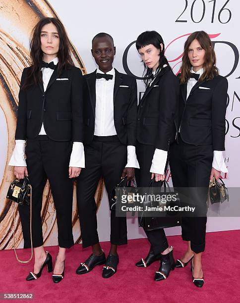 Janice Alida, Gracec Bol, Sarah Abney, and Drake Burnette attend the 2016 CFDA Fashion Awards at the Hammerstein Ballroom on June 6, 2016 in New York...