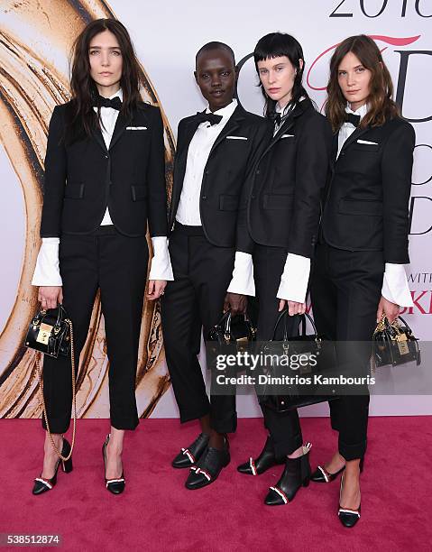 Janice Alida, Gracec Bol, Sarah Abney, and Drake Burnette attend the 2016 CFDA Fashion Awards at the Hammerstein Ballroom on June 6, 2016 in New York...