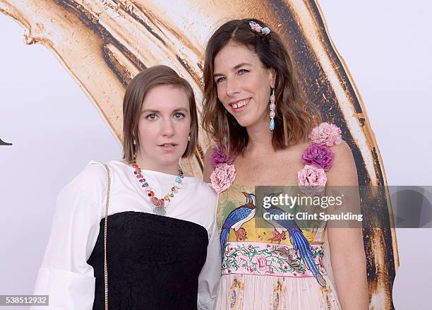 Lena Dunham and jewelry designer Irene Neuwirth attend the 2016 CFDA Fashion Awards at the Hammerstein Ballroom on June 6, 2016 in New York City.