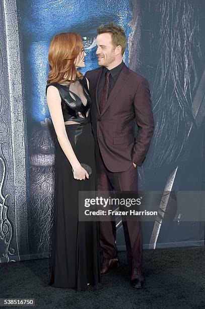 Actors Chloe Dykstra and Rob Kazinsky attend the premiere of Universal Pictures' 'Warcraft at TCL Chinese Theatre IMAX on June 6, 2016 at TCL Chinese...