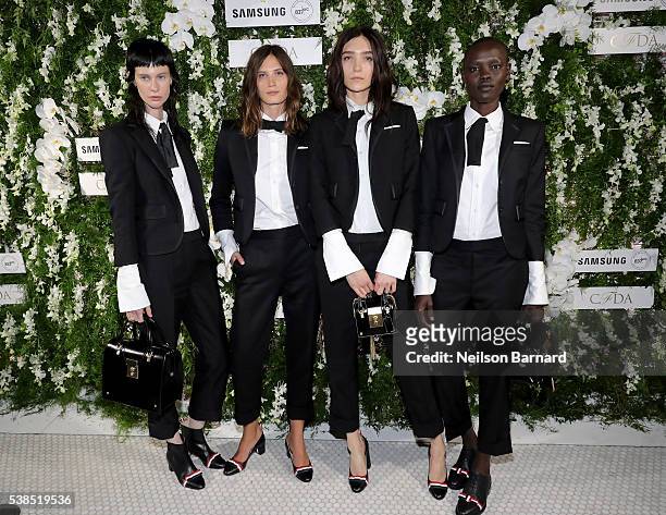 Sarah Abney, Drake Burnette, Janice Alida, and Grace Bol arrive at the official 2016 CFDA Fashion Awards after party hosted by Samsung 837 in NYC on...