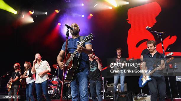 Terri Clark, Scotty McCreery, Darius Rucker, Preston Brust of LoCash Cowboys and Hunter Hayes perform during the 7th annual "Darius and Friends"...