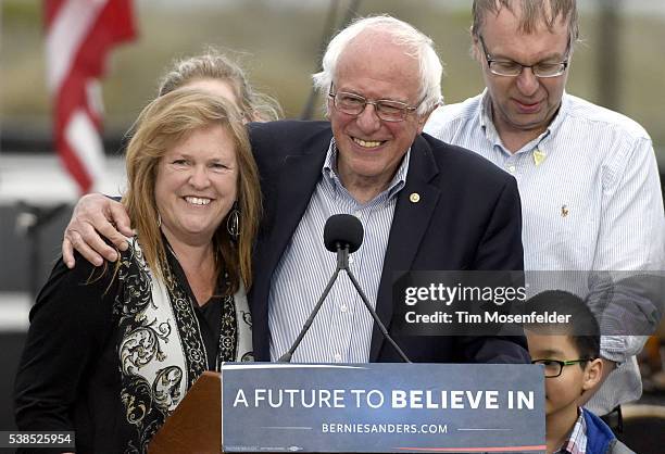 Bernie Sanders speaks at his A future to believe in San Francisco GOTV Concert at Crissy Field San Francisco on June 6, 2016 in San Francisco,...