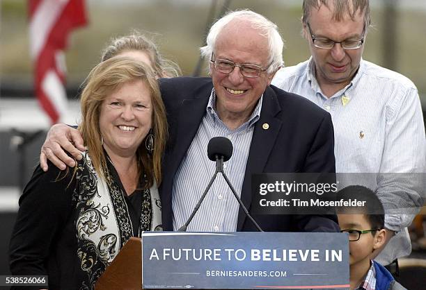 Bernie Sanders speaks at his A future to believe in San Francisco GOTV Concert at Crissy Field San Francisco on June 6, 2016 in San Francisco,...