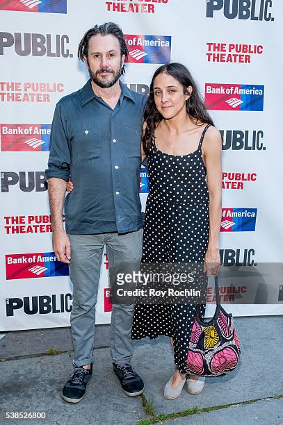 Josh Hamilton and Lily Thorne attend the 2016 Public Theater Gala at Delacorte Theater on June 6, 2016 in New York City.