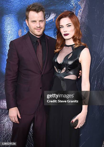Rob Kazinsky, Chloe Dykstra arrives at the Premiere Of Universal Pictures' "Warcraft" at TCL Chinese Theatre IMAX on June 6, 2016 in Hollywood,...