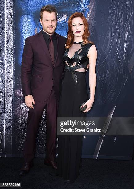 Rob Kazinsky, Chloe Dykstra arrives at the Premiere Of Universal Pictures' "Warcraft" at TCL Chinese Theatre IMAX on June 6, 2016 in Hollywood,...