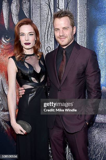 Actor Rob Kazinsky and actress Chloe Dykstra attends the premiere of Universal Pictures' "Warcraft" at TCL Chinese Theatre IMAX on June 6, 2016 in...