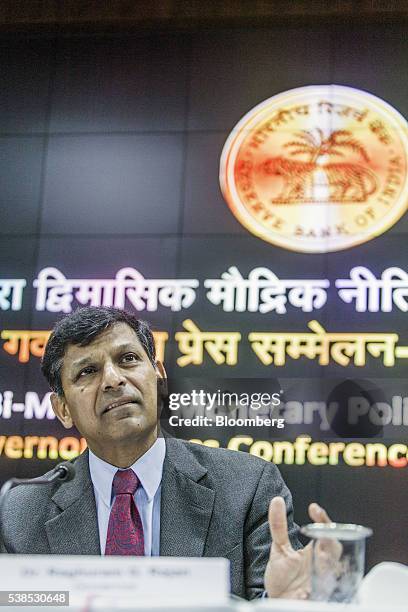 Raghuram Rajan, governor of the Reserve Bank of India , speaks during a news conference in Mumbai, India, on Tuesday, June 7, 2016. Rajan urged...