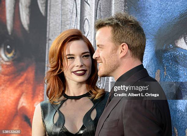 Actor Rob Kazinsky and actress Chloe Dykstra arrives for the Premiere Of Universal Pictures' "Warcraft" held at TCL Chinese Theatre IMAX on June 6,...