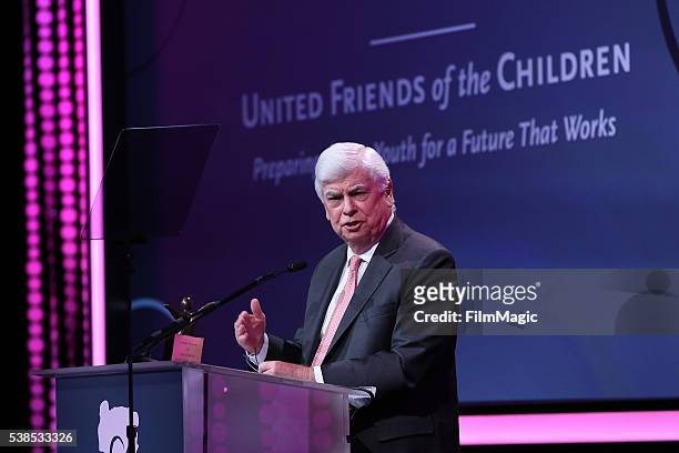 Senator Chris Dodd attends the United Friends of the Children Brass Ring Awards Dinner at The Beverly Hilton Hotel on June 6, 2016 in Beverly Hills,...