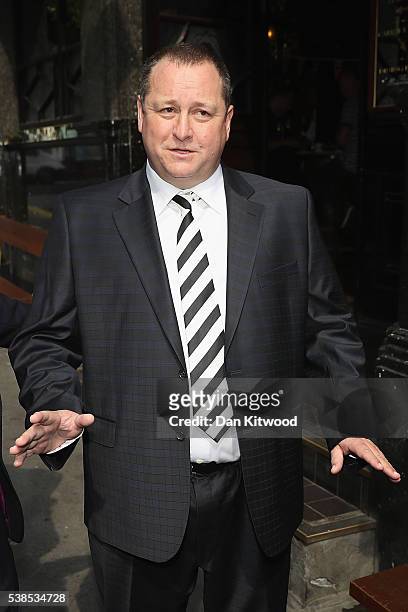 Sports Direct International founder Mike Ashley leaves the Red Lion pub in Westminster to attend a Parliamentary select committee hearing at...