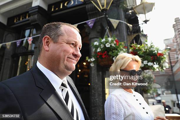 Sports Direct International founder Mike Ashley leaves the Red Lion pub in Westminster to attend a Parliamentary select committee hearing at...