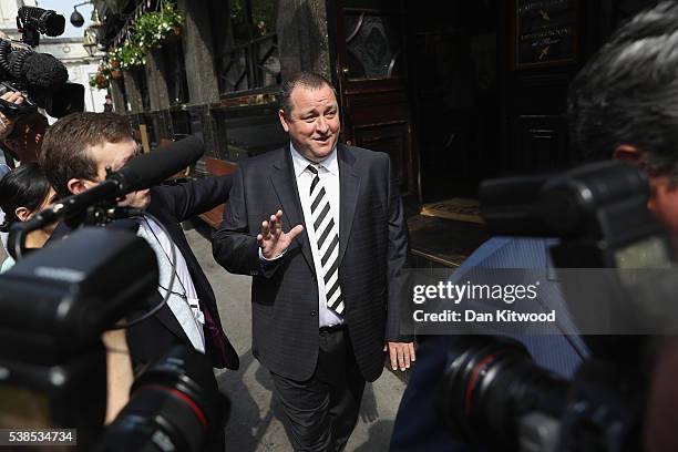 Sports Direct International founder Mike Ashley leaves the Red Lion pub in Westminster to attend a Parliamentary select committee hearing at...