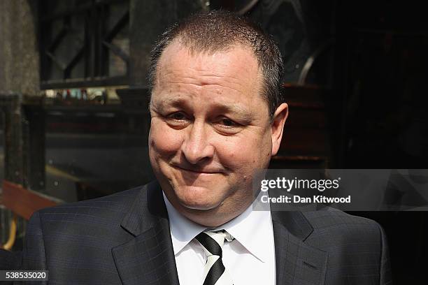 Sports Direct International founder Mike Ashley leaves the Red Lion pub in Westminster to attend a Parliamentary select committee hearing at...